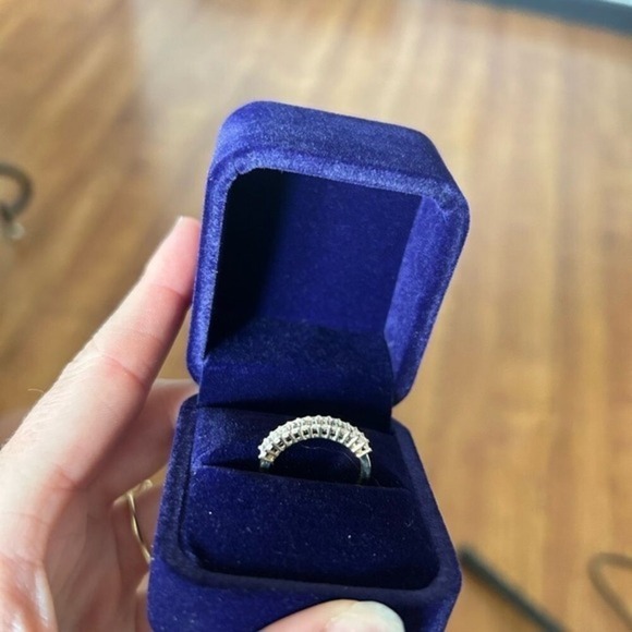 emerald cut half eternity band Moissanite ring - Picture 3 of 7